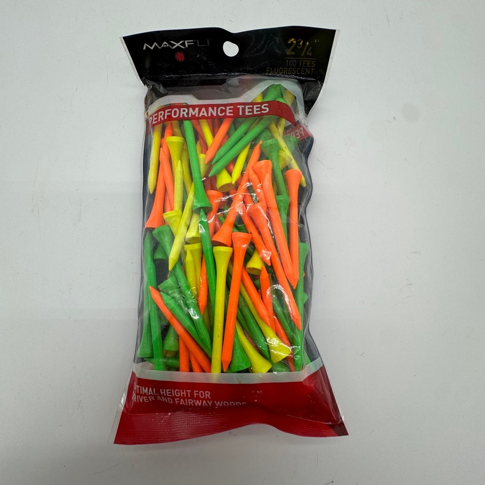 Maxfli Performance Golf Tees 2 3/4 Inch 100 Count Fluorescent Wood Multi Color